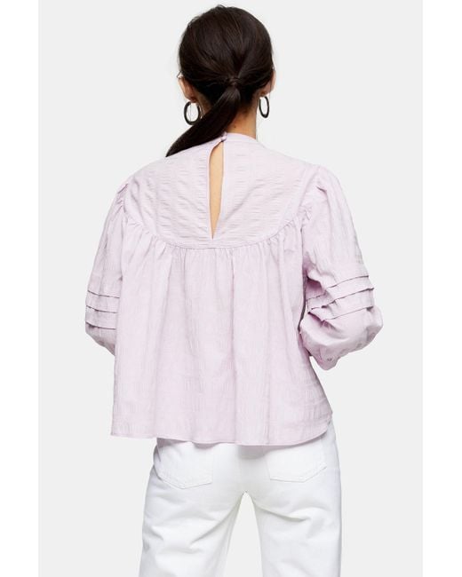 TOPSHOP Purple Lilac Textured Chuck On Blouse