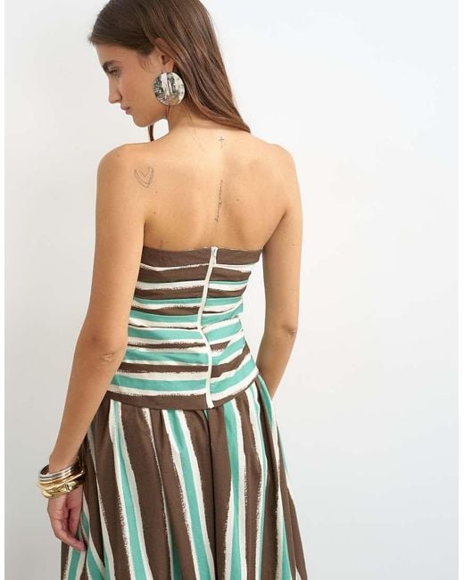 TOPSHOP Green Co-ord Gathered Bandeau Top