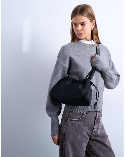 TOPSHOP Gray Charlie Medium Nylon Cross Body Bag