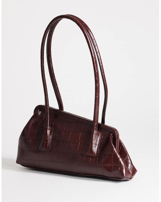TOPSHOP Brown Sophie Medium Angular Shoulder Bag