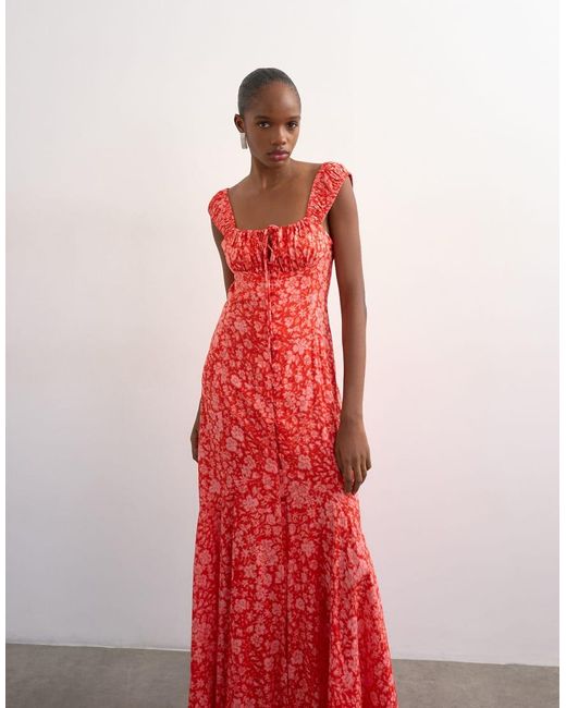 TOPSHOP Pink Button Front Cap Sleeve Maxi Sundress