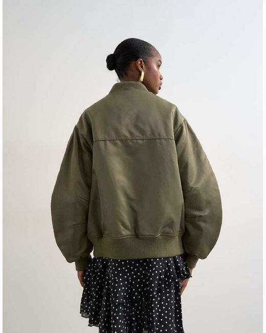 TOPSHOP Gray Bomber Jacket With Contrast Lining