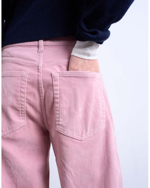 TOPSHOP Pink Co Ord Velvet Barrel Leg Seam Detail Trouser