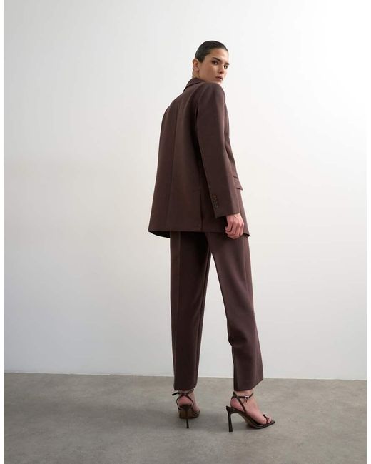 TOPSHOP Brown Co Ord Mid Rise Clean Straight Trouser
