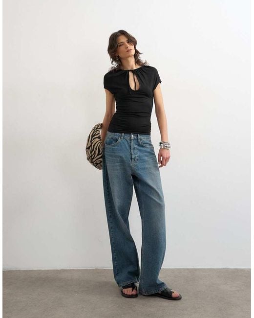 TOPSHOP Black Keyhole Detail Top