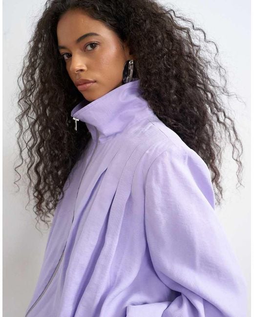 TOPSHOP Purple Modal Funnel Neck Jacket