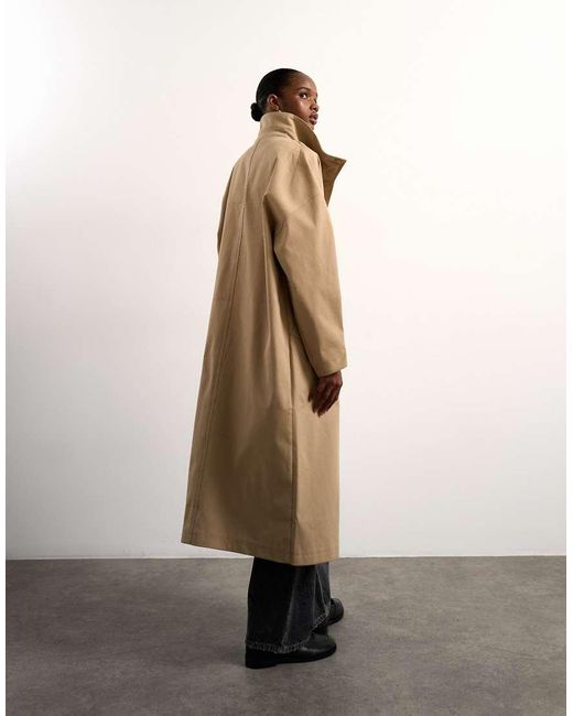 TOPSHOP White Oversized Clean Funnel Neck Trench Coat