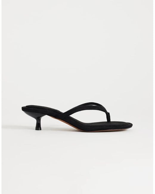 TOPSHOP Black Axel Toe Thong Mid Heel Sandals
