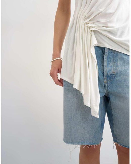 TOPSHOP Blue Drape Side Detail Tank Top
