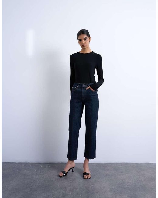 TOPSHOP Blue Orson Mid Rise Comfort Straight Jeans