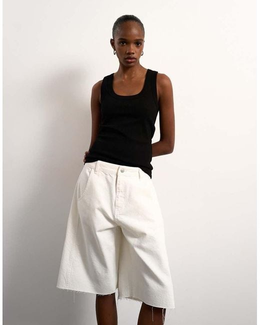 TOPSHOP Natural Denim Barrel Jort