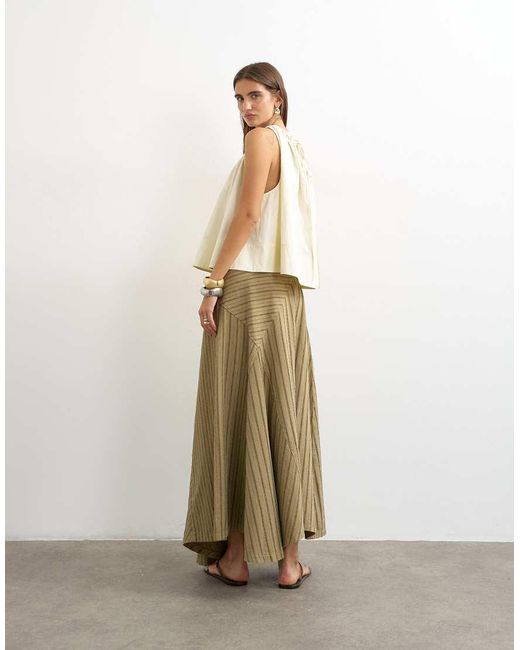 TOPSHOP Natural Denim Asymmetric Drop Waist Maxi Skirt