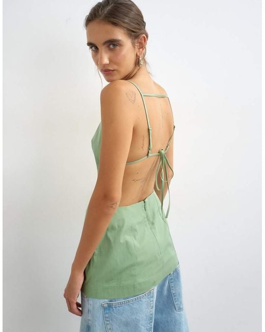 TOPSHOP White Structured Strappy Back Longline Top