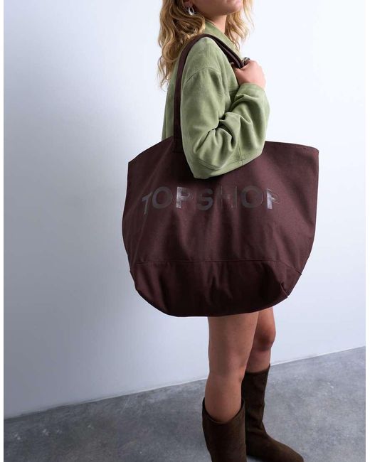 TOPSHOP White Large Canvas Tote Bag
