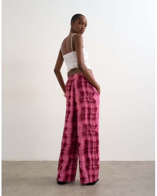 TOPSHOP Pink Linen Balloon Trouser With Tie Waist