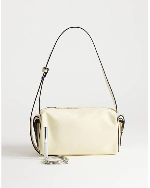 TOPSHOP Natural Sabrina Medium Suedette Shoulder Bag With Pockets