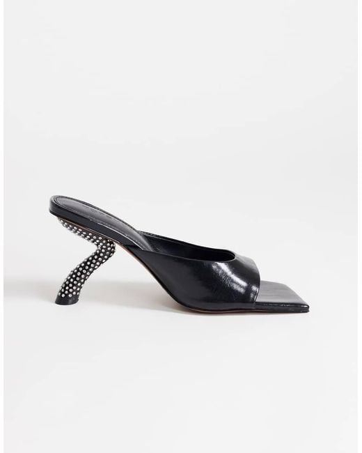 TOPSHOP Black Octavia Strappy High Diamante Heel Sandal