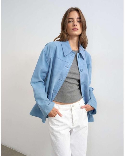 TOPSHOP Blue Premium Suede Jacket