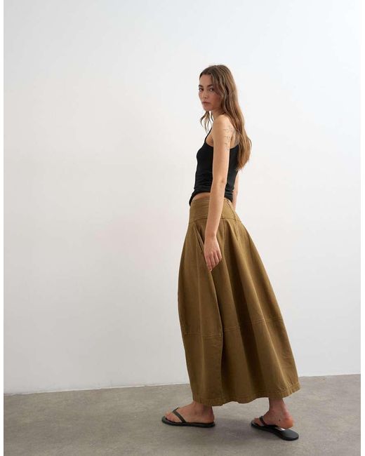 TOPSHOP Natural Denim Barrel Seamed Maxi Skirt