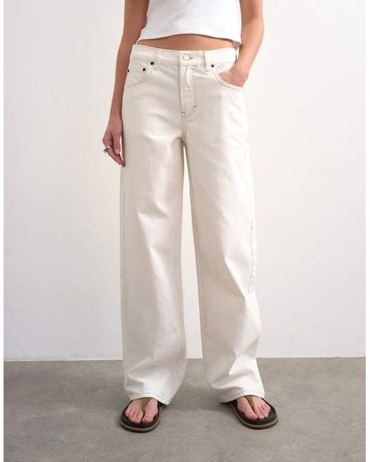 TOPSHOP White Cinch Low Rise Relaxed Jeans