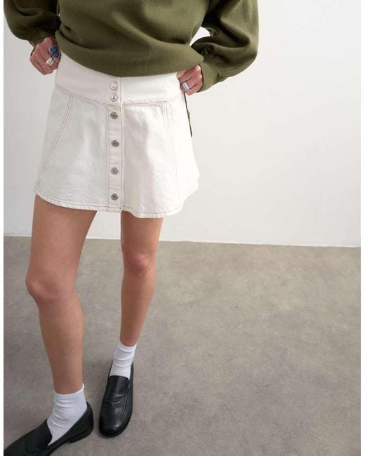 TOPSHOP Multicolor Denim Button Through Mini Skirt