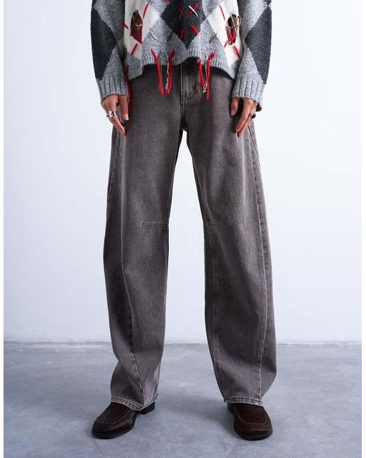 TOPSHOP White Barrel High Rise Jeans With Seam Detail