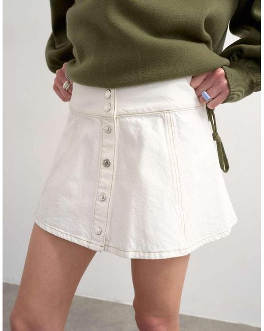 TOPSHOP Multicolor Denim Button Through Mini Skirt