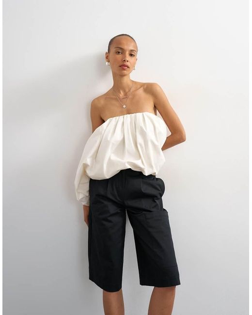 TOPSHOP White Longline Bermuda Cargo Short
