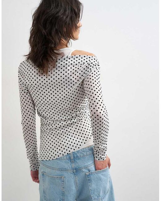 TOPSHOP Gray Printed Double Layer Long Sleeve Top