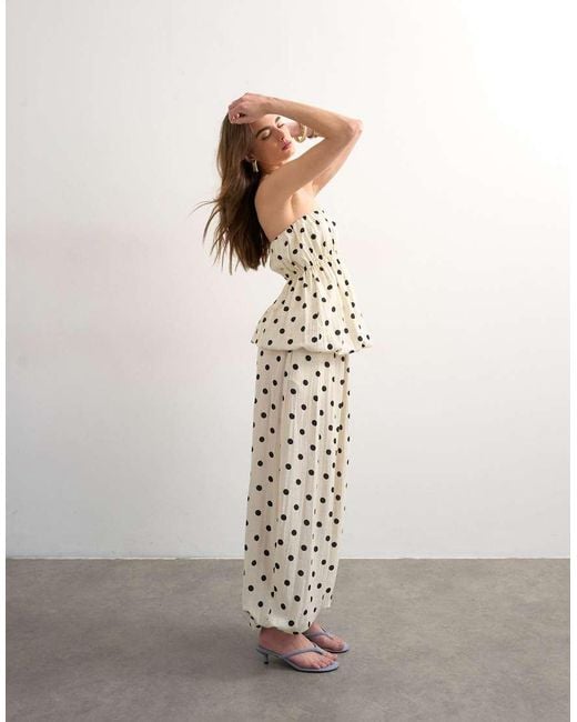 TOPSHOP White Co Ord Polka Dot Balloon Trouser
