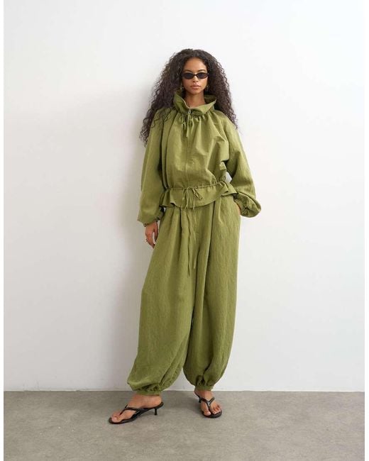 TOPSHOP Green Co Ord Balloon Trouser With Tie Waist