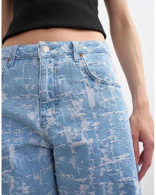 TOPSHOP Blue Barrel Mid Rise Jeans