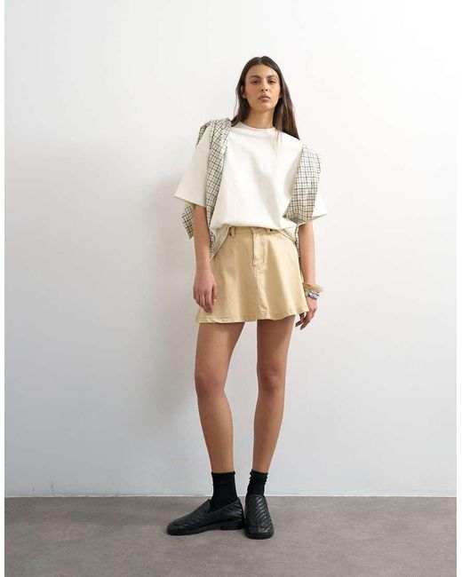 TOPSHOP Natural Denim Full Mini Skirt