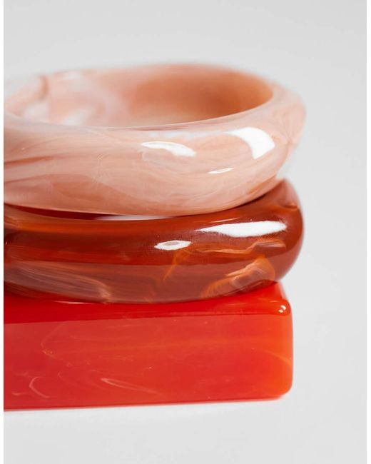 TOPSHOP Orange Flo 3 Pack Resin Bangles