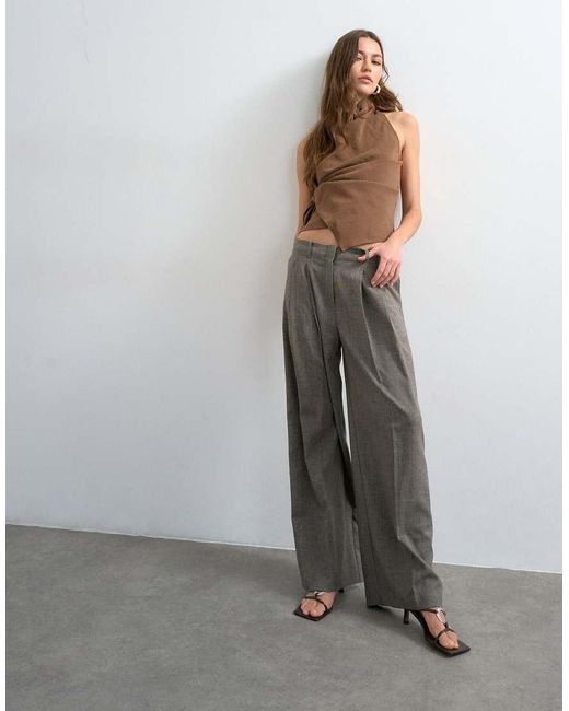 TOPSHOP Multicolor Raw Hem Low Slung Double Pleated Tailored Trouser
