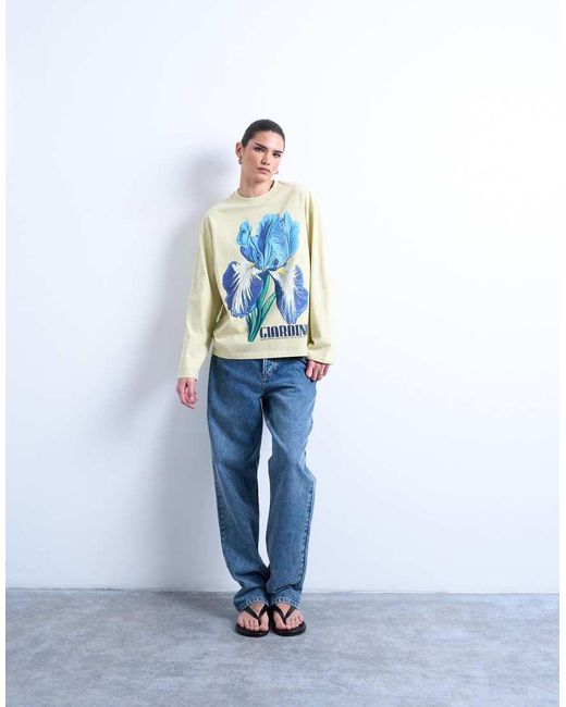 TOPSHOP Blue Graphic Giardino Iris Skater Tee