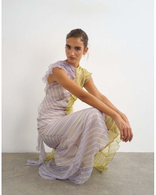 TOPSHOP White Scarf Detail Chiffon Maxi Dress