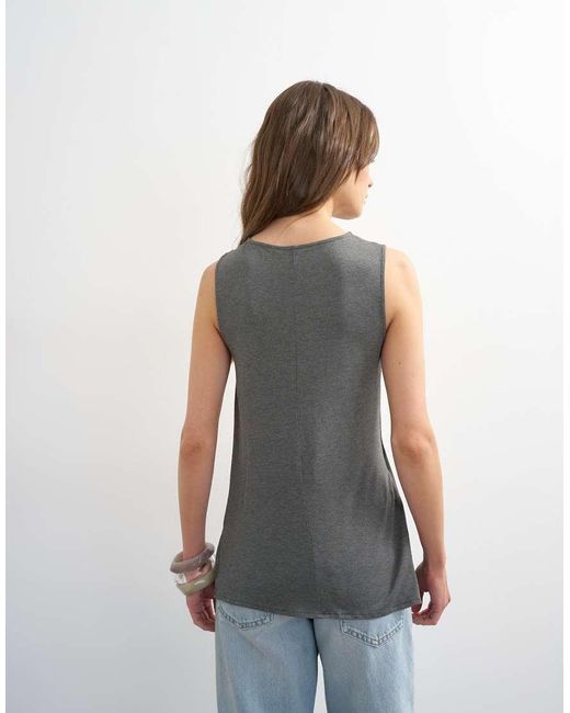 TOPSHOP Gray Drape Side Detail Tank Top