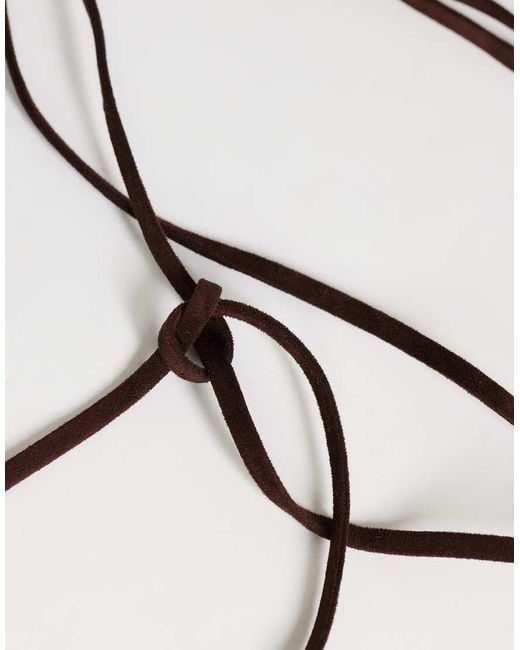TOPSHOP Brown Fringe Cord Suedette Belt
