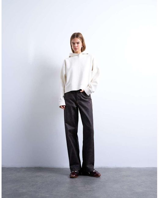 TOPSHOP White Premium Scuba-style Fabric Oversized Jean Grazer Hoodie