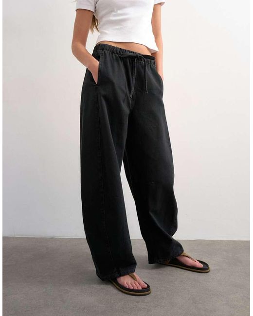 TOPSHOP White Pull On Barrel Jean