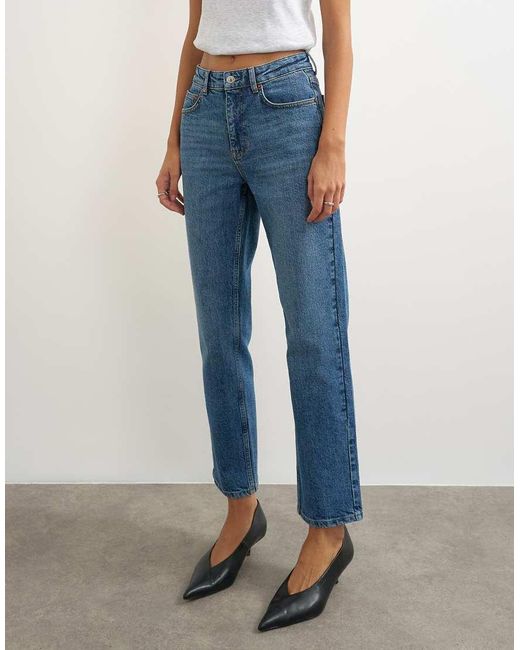 TOPSHOP Blue Orson Comfort Stretch Straight Leg Ankle Grazer Jean