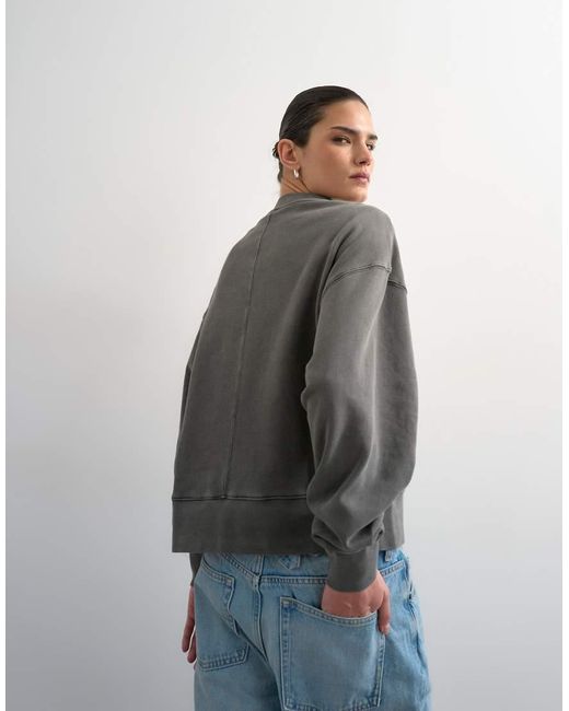 TOPSHOP Gray Relaxed New York Graphic Sweatshirt