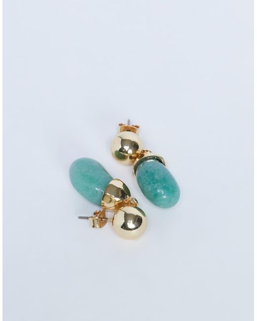 TOPSHOP Blue Blaze Stud Earrings With Drop Design