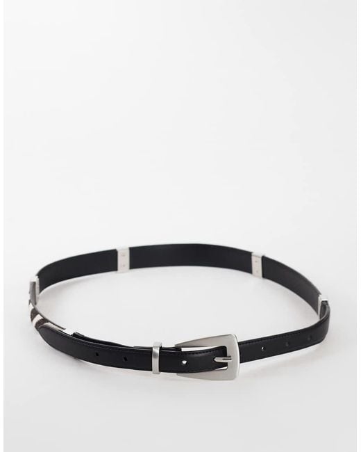 TOPSHOP Black Patchwork Real Leather Belt