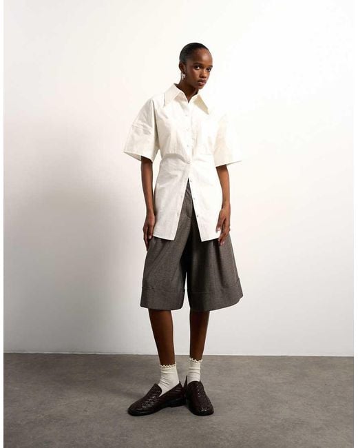TOPSHOP Natural Tolu Coker X Short Sleeve Shirt