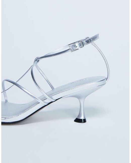 TOPSHOP Blue Itzia Strappy Mid Heel Sandals