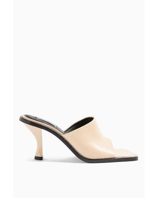 cream leather mules