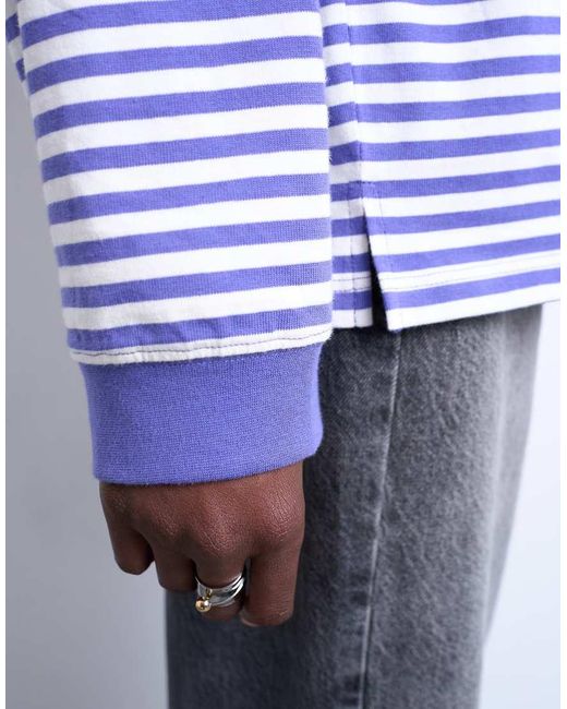 TOPSHOP Purple Stripe Long Sleeve Slouchy Skater Tee