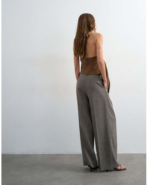 TOPSHOP Multicolor Raw Hem Low Slung Double Pleated Tailored Trouser